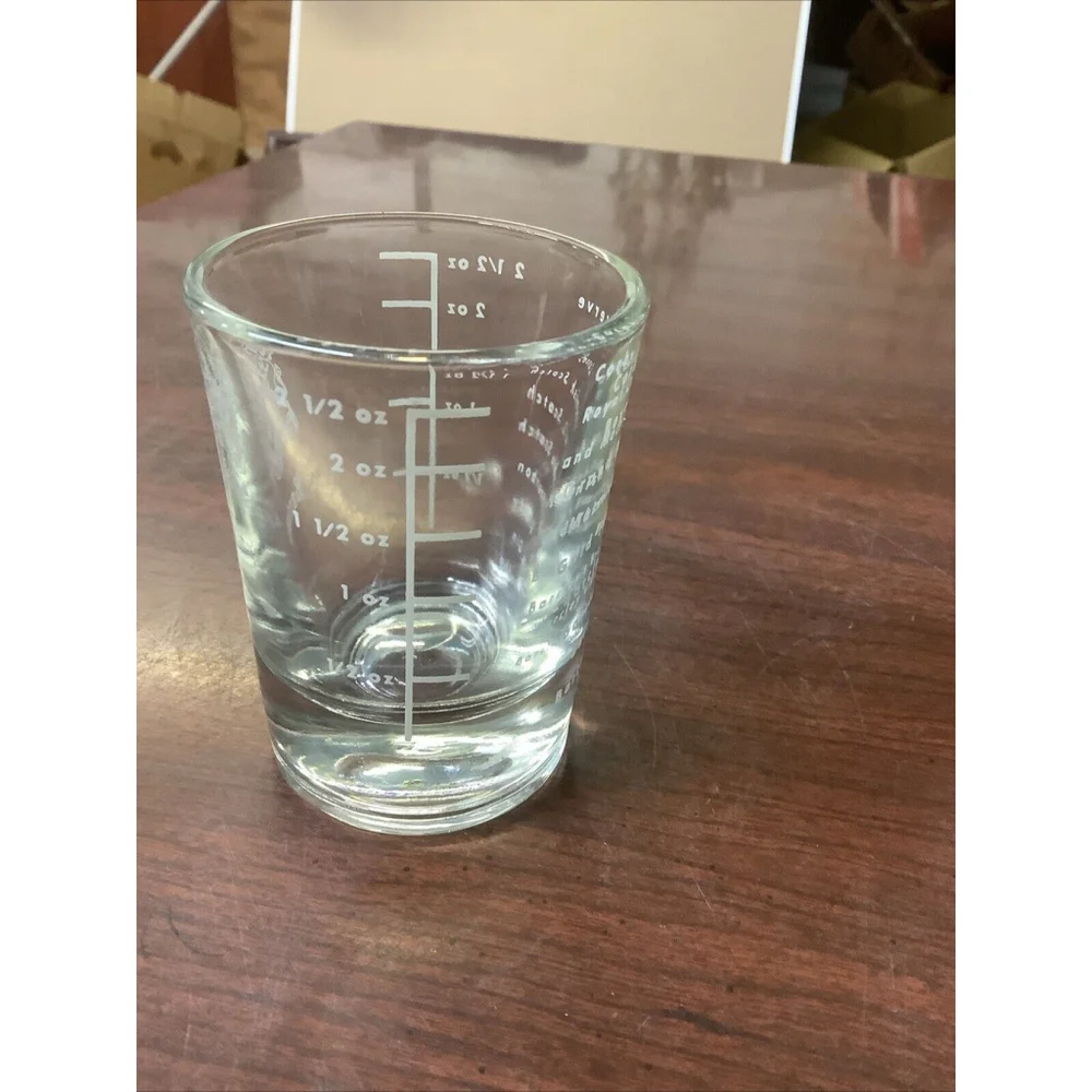 LIBBY BARCLAYS LOGO HEAVY SHOT GLASS 2 1/2 OZ 3 INCHES TALL